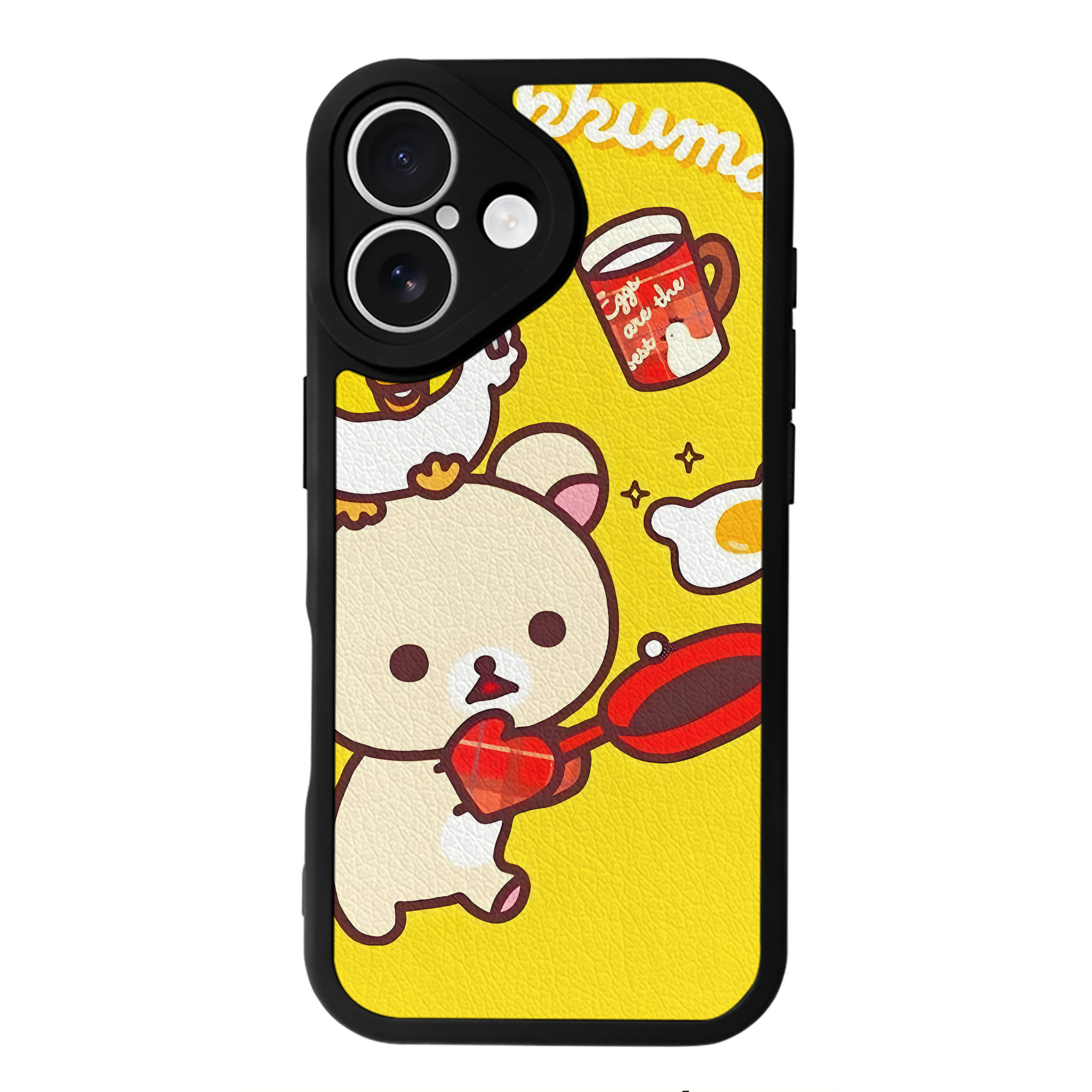 （画像用） リラックマ リラックマ キイロイトリ Rilakkuma Korilakkuma Kiiroitori 【iPhone 16シリーズ対応】シリコンスマホケース（レザー調） 材質：シリコン